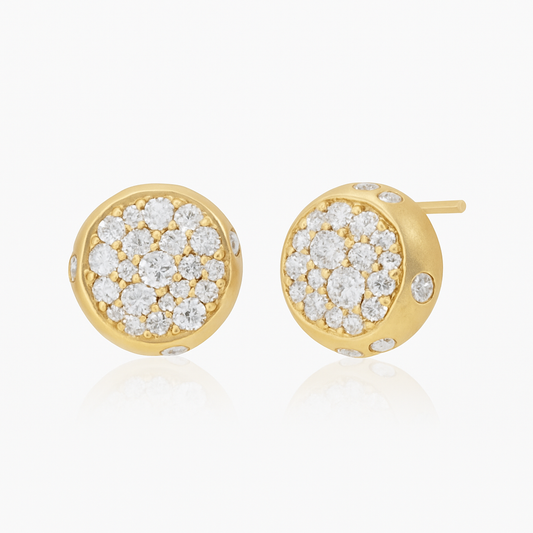 Solid Gold Natural Diamond Dome Minimalist Stud Earrings