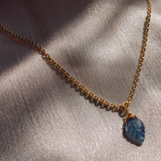 Delicate Sapphire Leaf Pendant Necklace
