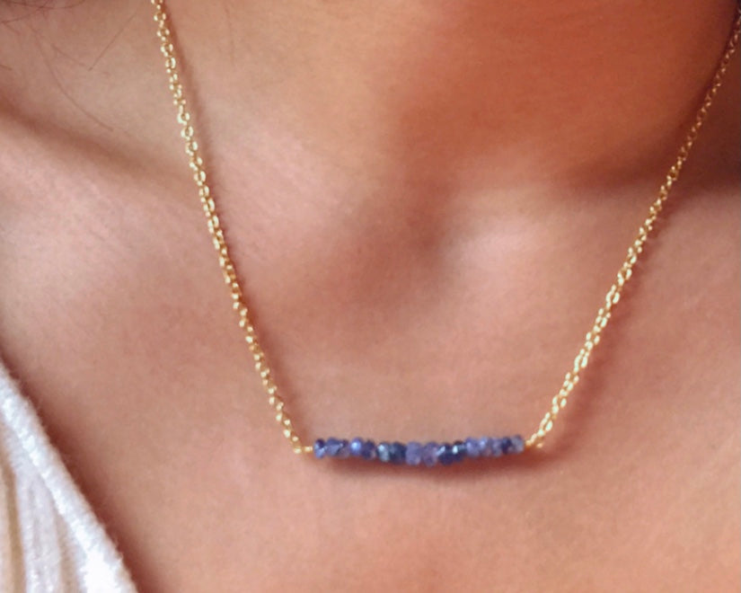 Delicate Sapphire Bar Necklace