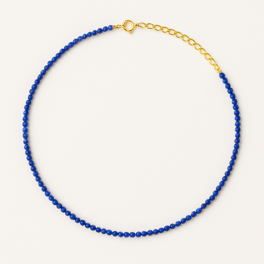 Dainty Lapis Lazuli Beaded Necklace