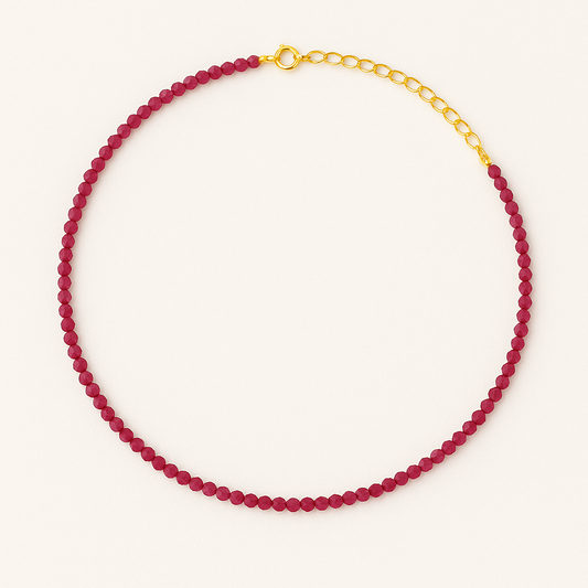 Dainty Ruby Beaded Necklace