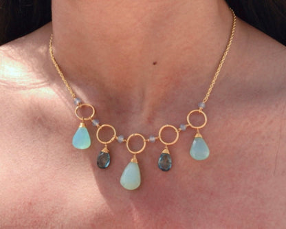 Blue Chalcedony Sparkler Necklace