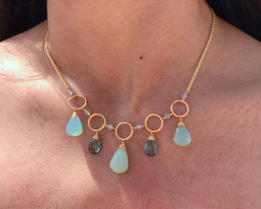 Blue Chalcedony Sparkler Necklace