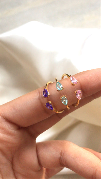 Twin Pear Finger Cuff Ring