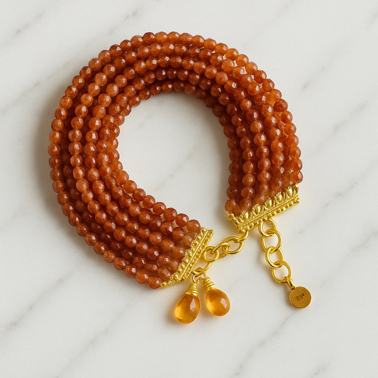 Sunstone Multi-Strand Beaded Bracelet