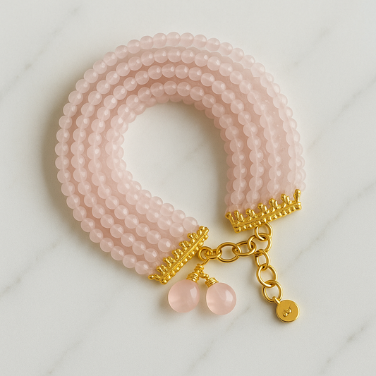 Rose Quartz Multi-Strand Beaded Bracelet