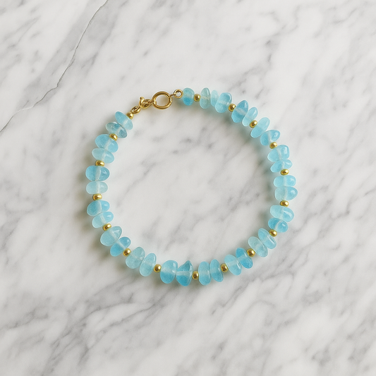 Raw Aquamarine Beaded Bracelet