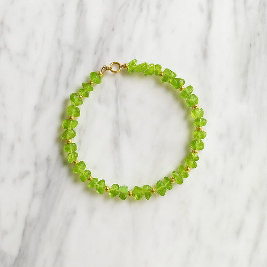Raw Peridot Beaded Bracelet