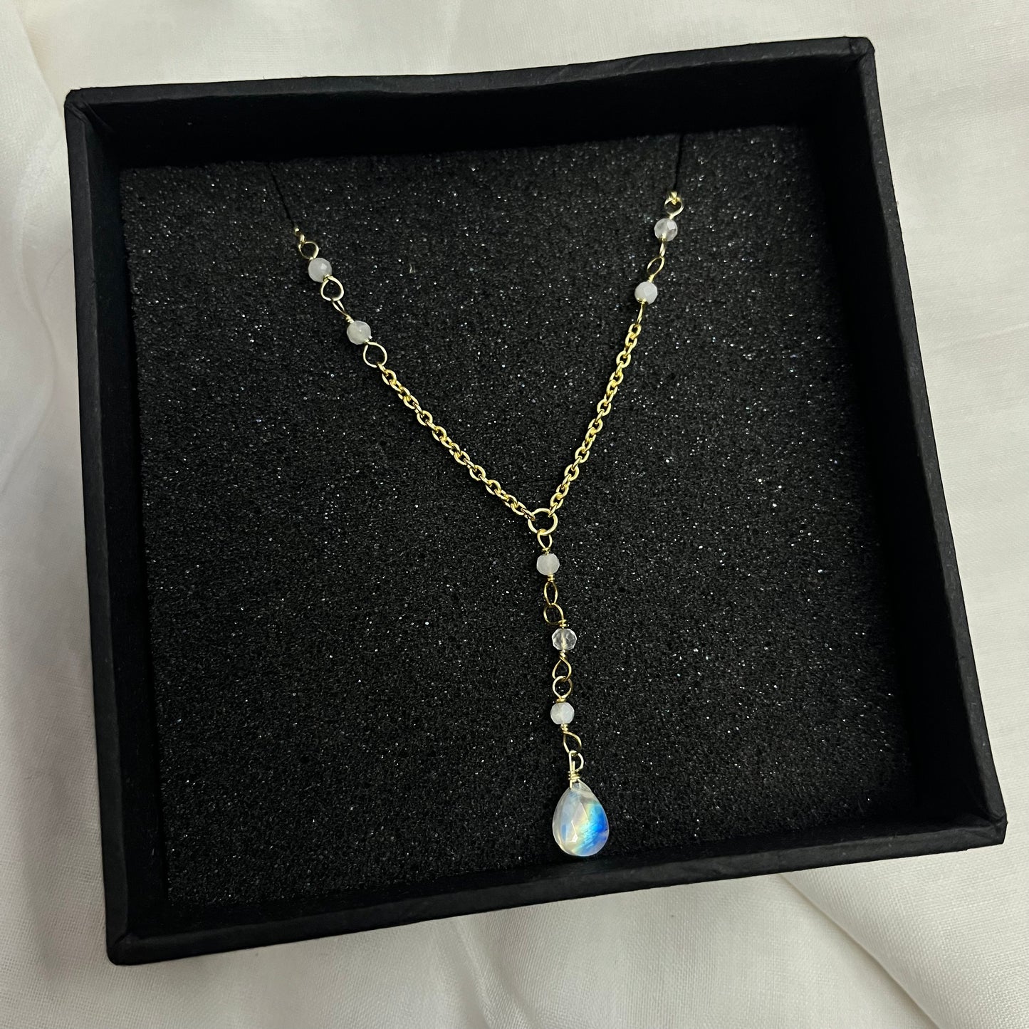 Moonstone Lariat Necklace