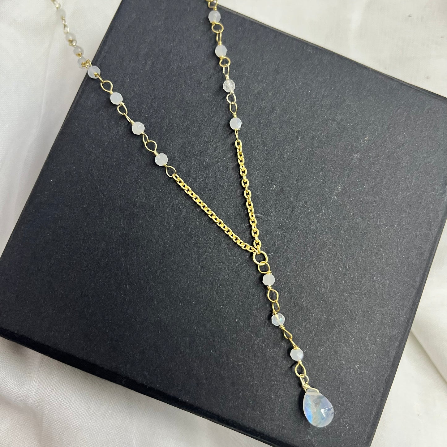Moonstone Lariat Necklace