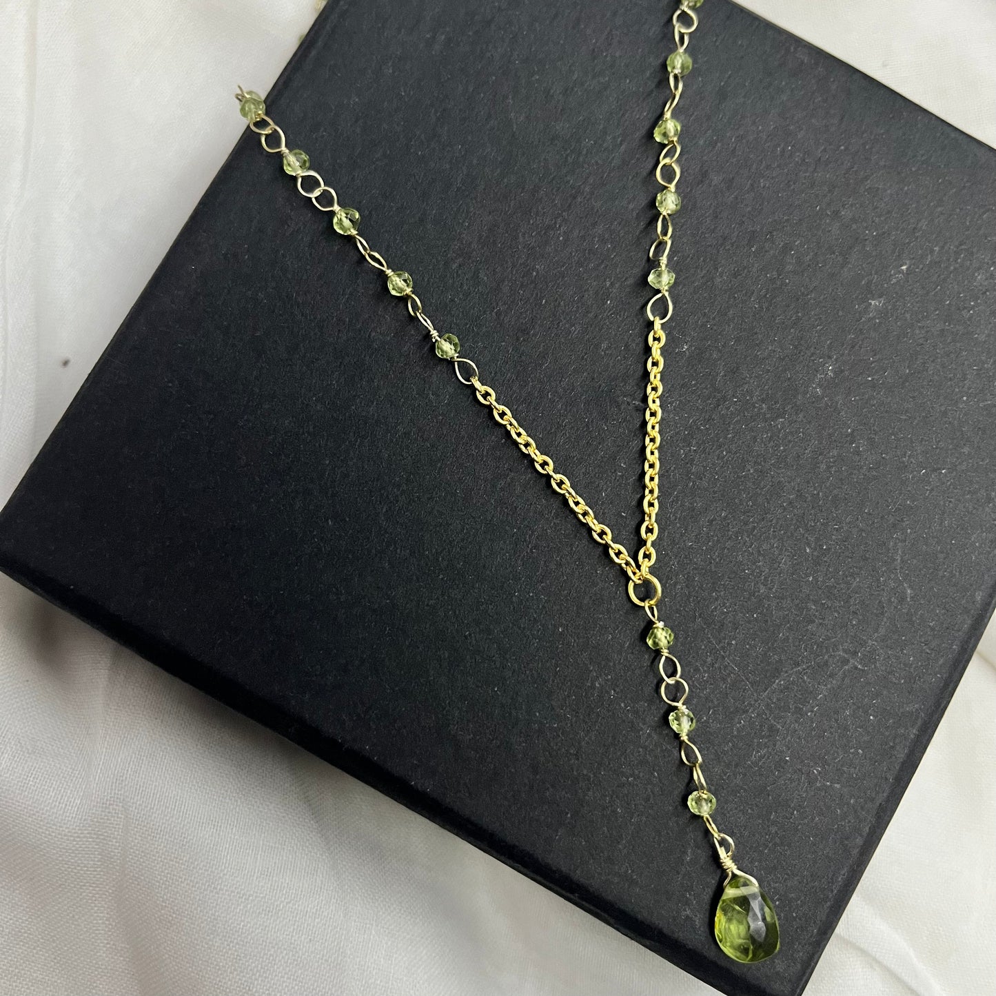 Peridot Lariat Necklace