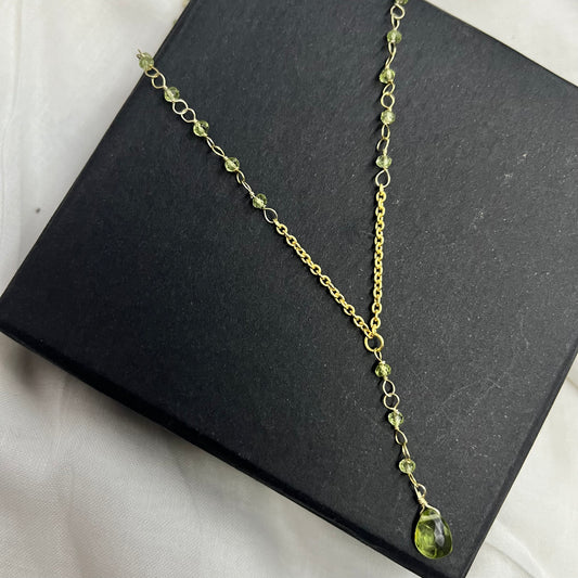 Peridot Lariat Necklace