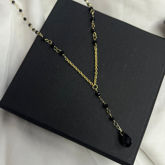 Black Onyx Lariat Necklace