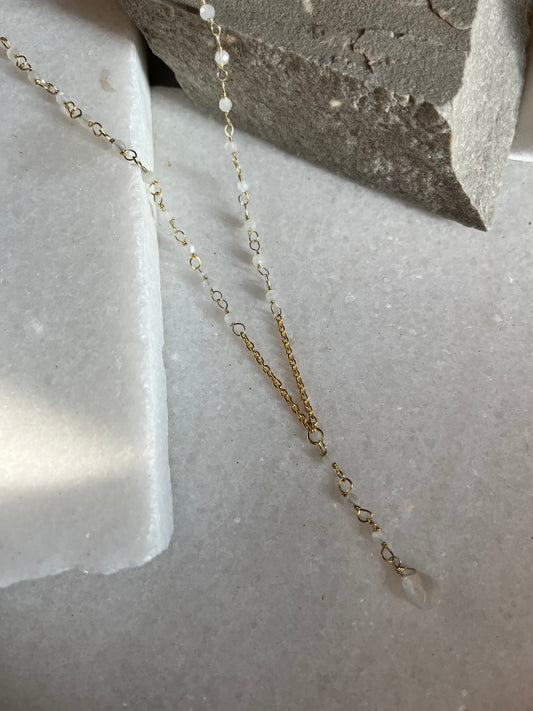 Moonstone Lariat Necklace