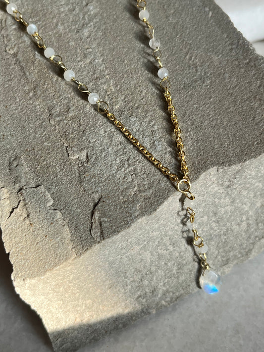 Moonstone Lariat Necklace