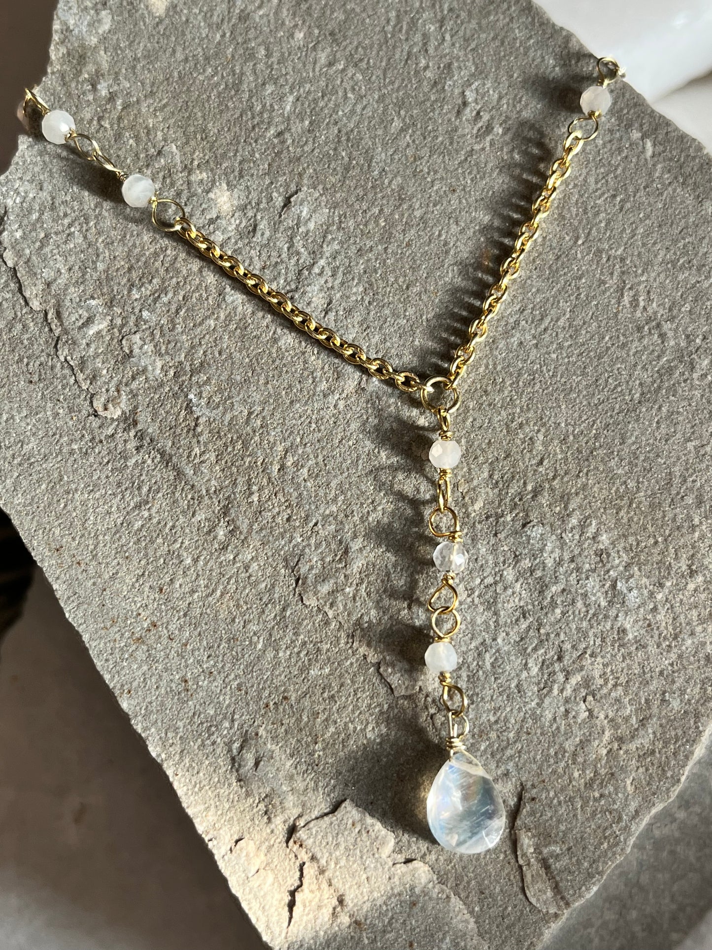 Moonstone Lariat Necklace