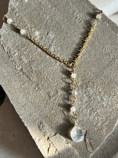 Moonstone Lariat Necklace