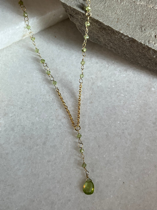 Peridot Lariat Necklace