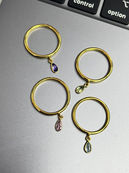 Pear Charm Ring