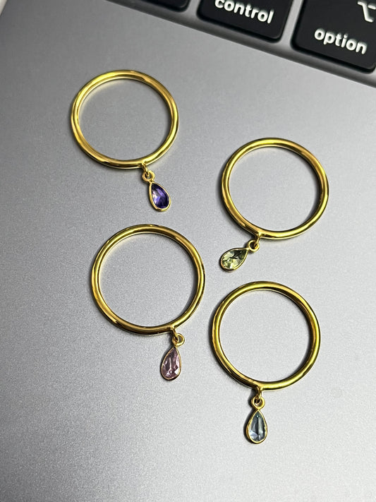 Pear Charm Ring