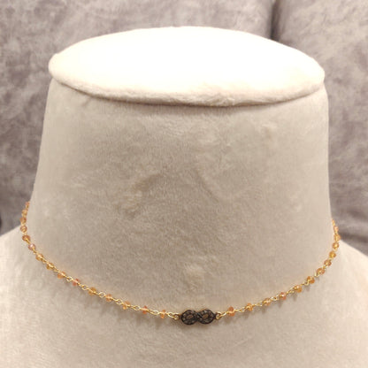 Yellow Sapphire Diamond Infinty Necklace