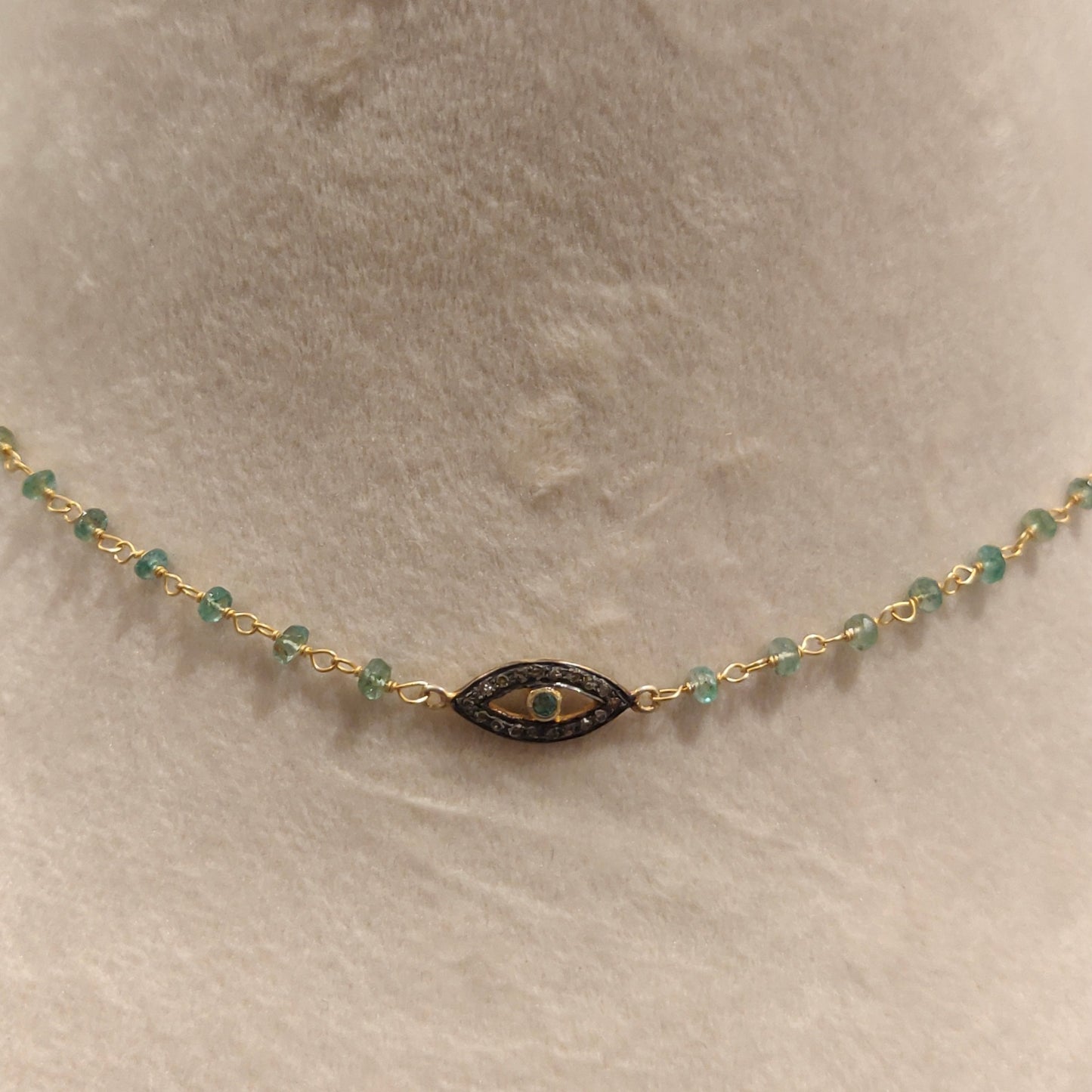 Emerald Diamond Evil Eye Necklace