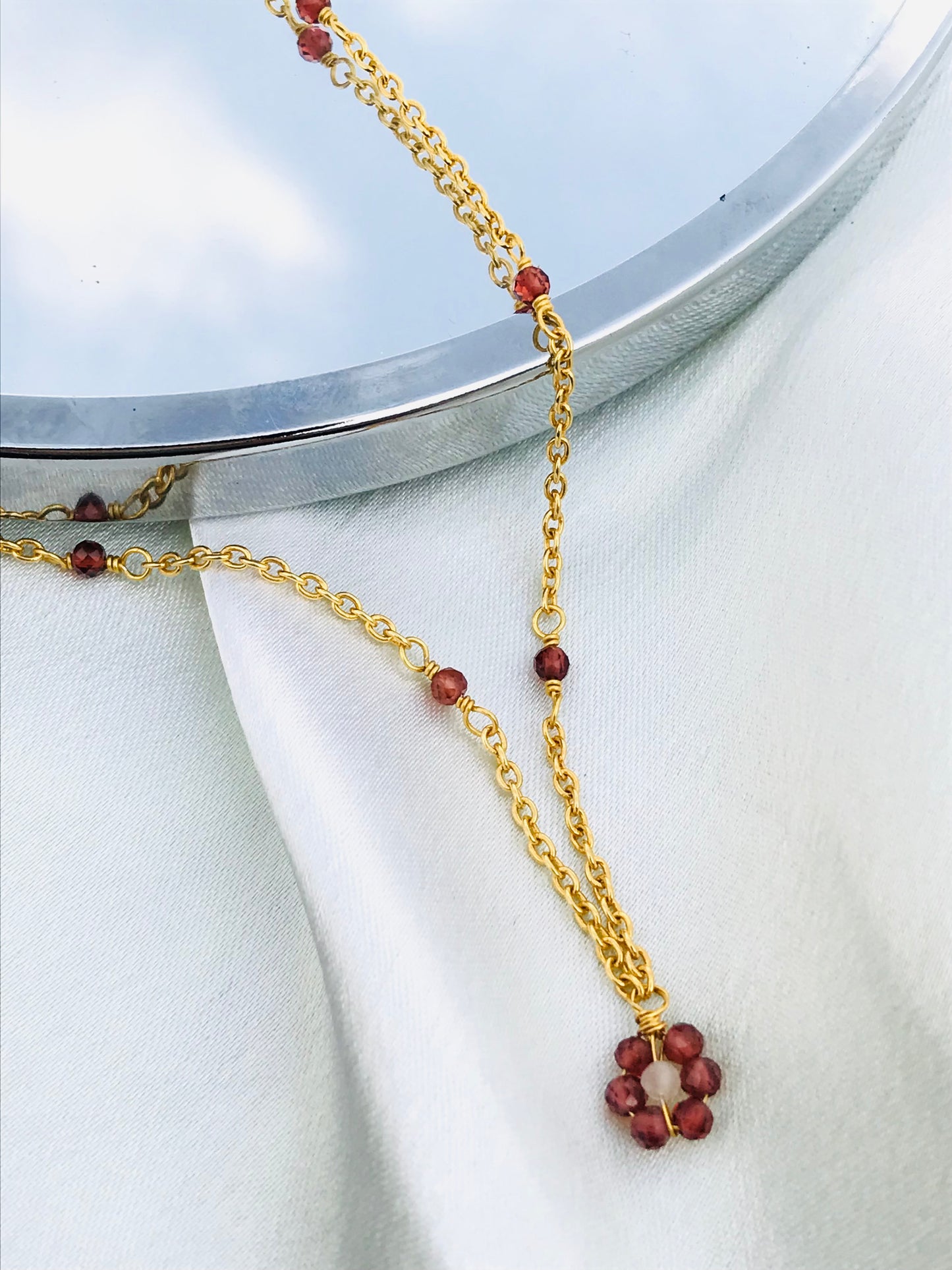 Garnet Daisy Chain Necklace