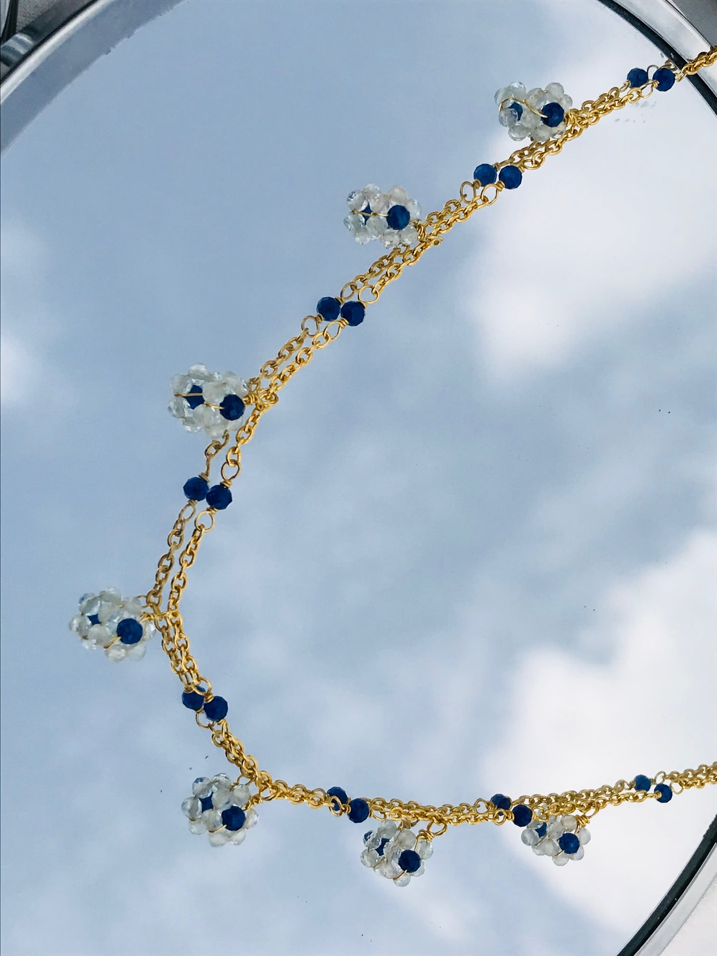 Garden Party Aquamarine Daisy Necklace