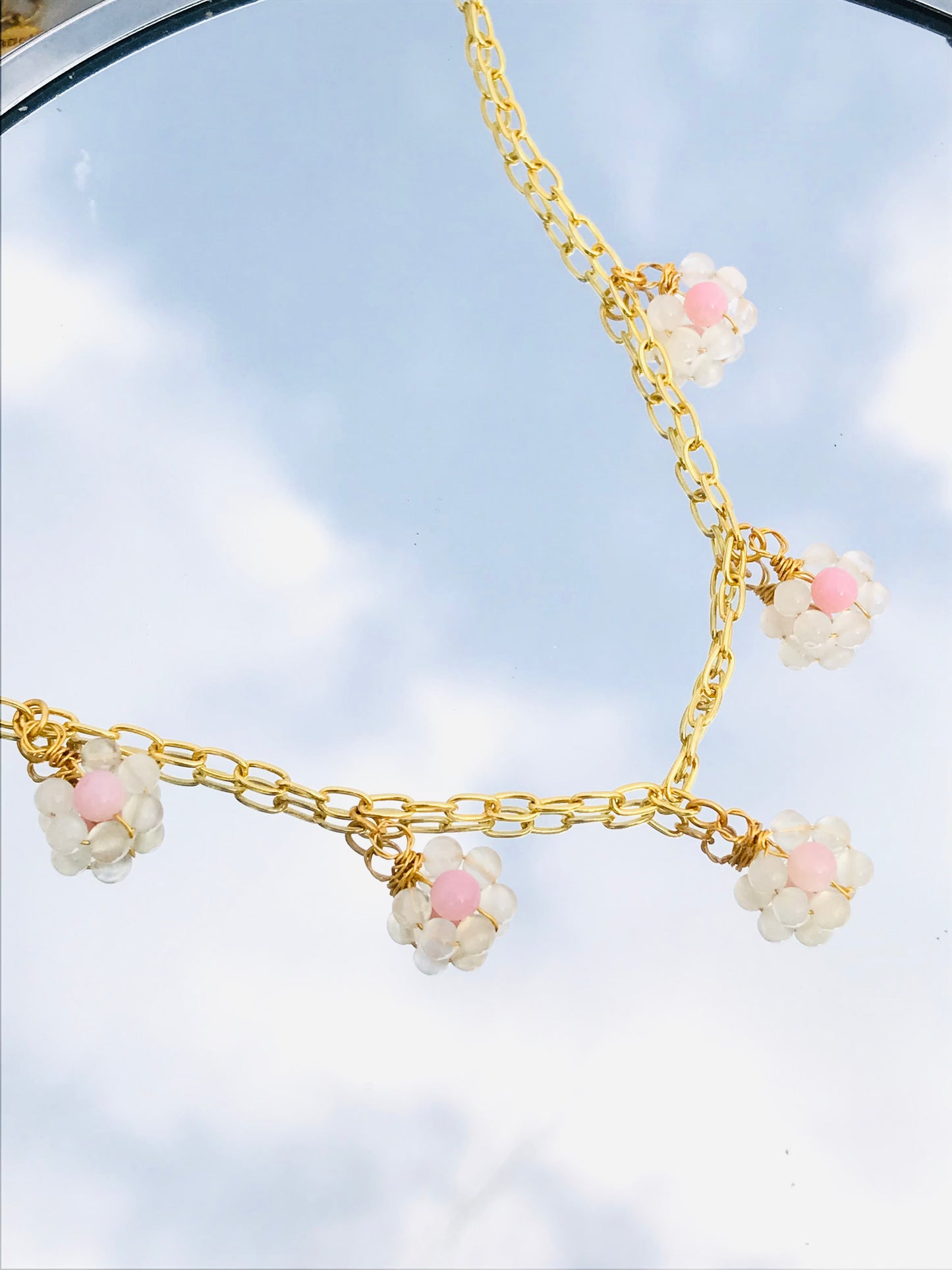 Bloom In Full Effect Moonstone Daisy Necklace