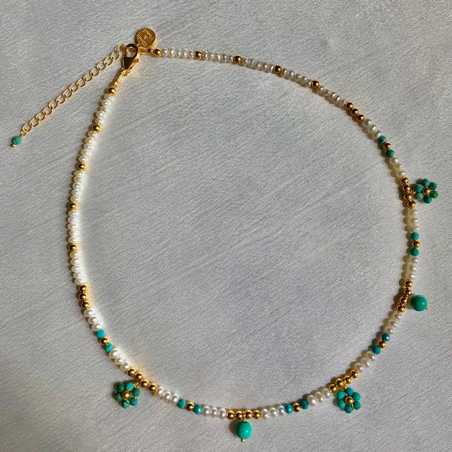Her Name Was Daisy Pearl-Turquoise Necklace