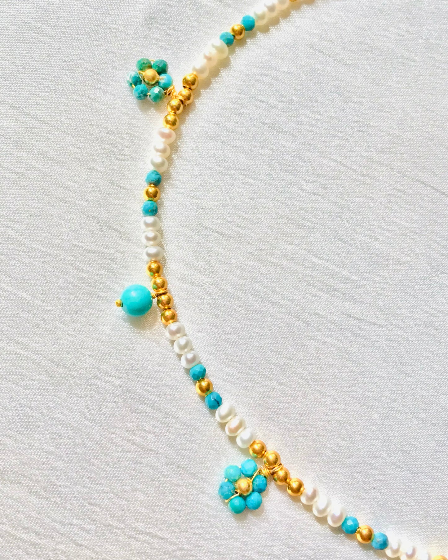 Her Name Was Daisy Pearl-Turquoise Necklace