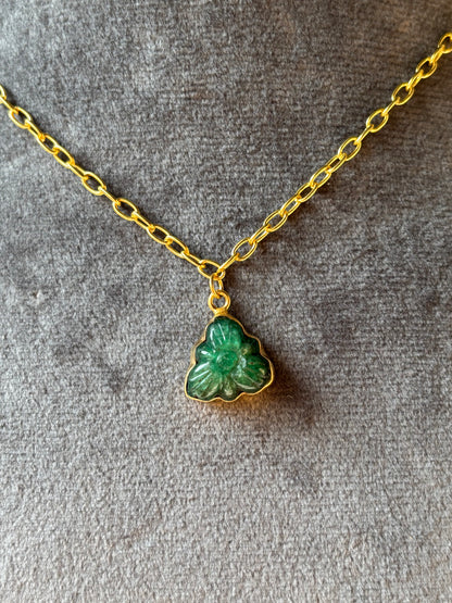 Natural Emerald Carving Pendant Necklace