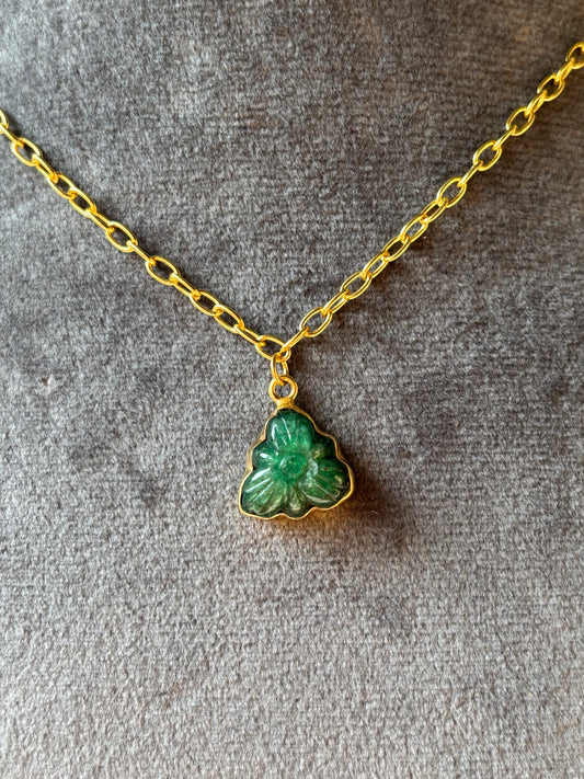 Natural Emerald Carving Pendant Necklace