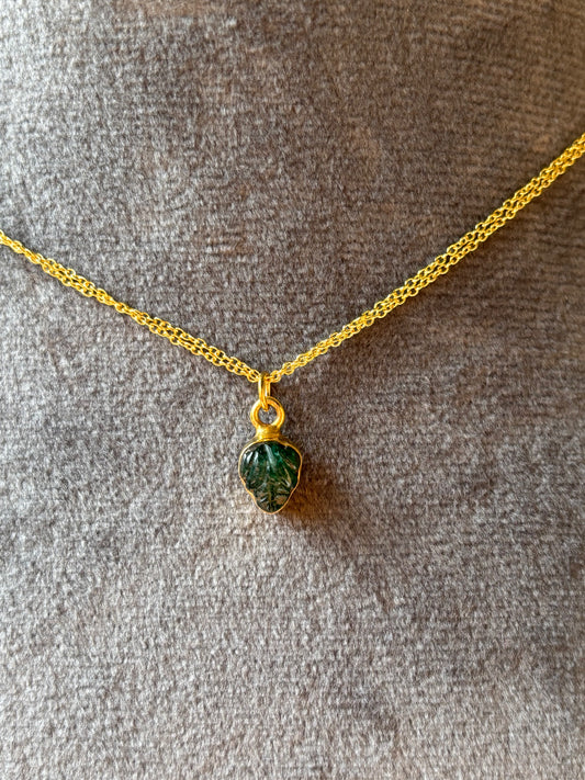 Natural Emerald Carving Pendant Necklace
