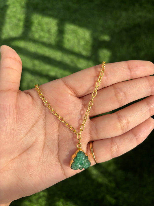 Natural Emerald Carving Pendant Necklace