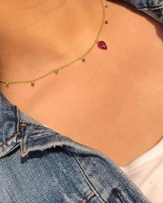 Ruby And Mix Gems Necklace