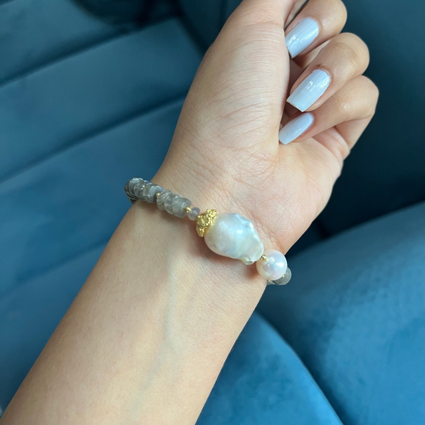 Labradorite Pearl Bracelet