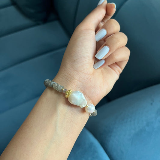 Labradorite Pearl Bracelet