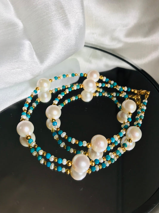 Turquoise Pearl Beaded Necklace