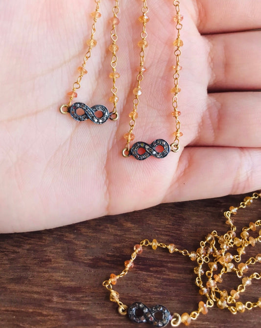 Yellow Sapphire Diamond Infinty Necklace