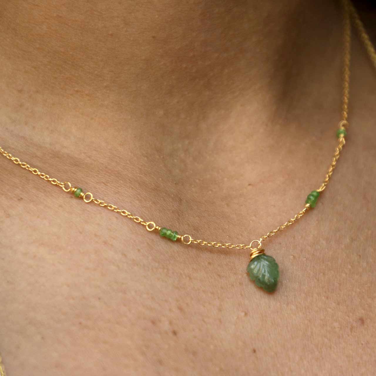 Dainty Emerald Chain Necklace