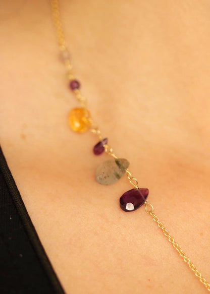 Asymmetrical Iolite Necklace - 925 Sterling Silver Jewelry