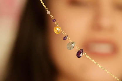 Asymmetrical Iolite Necklace - 925 Sterling Silver Jewelry