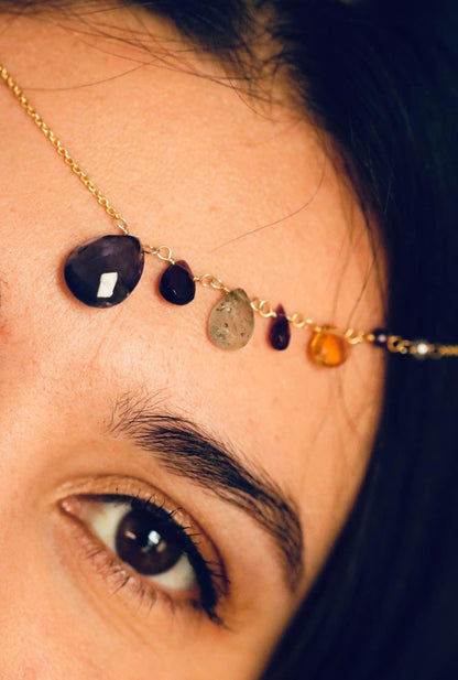 Asymmetrical Iolite Necklace - 925 Sterling Silver Jewelry
