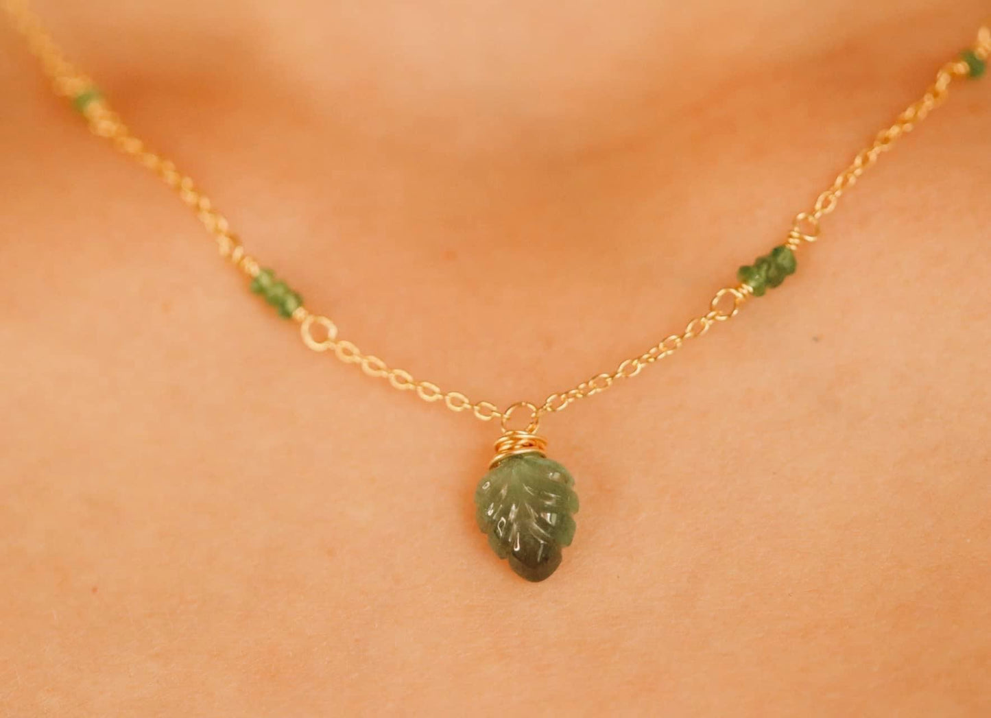 Dainty Emerald Chain Necklace