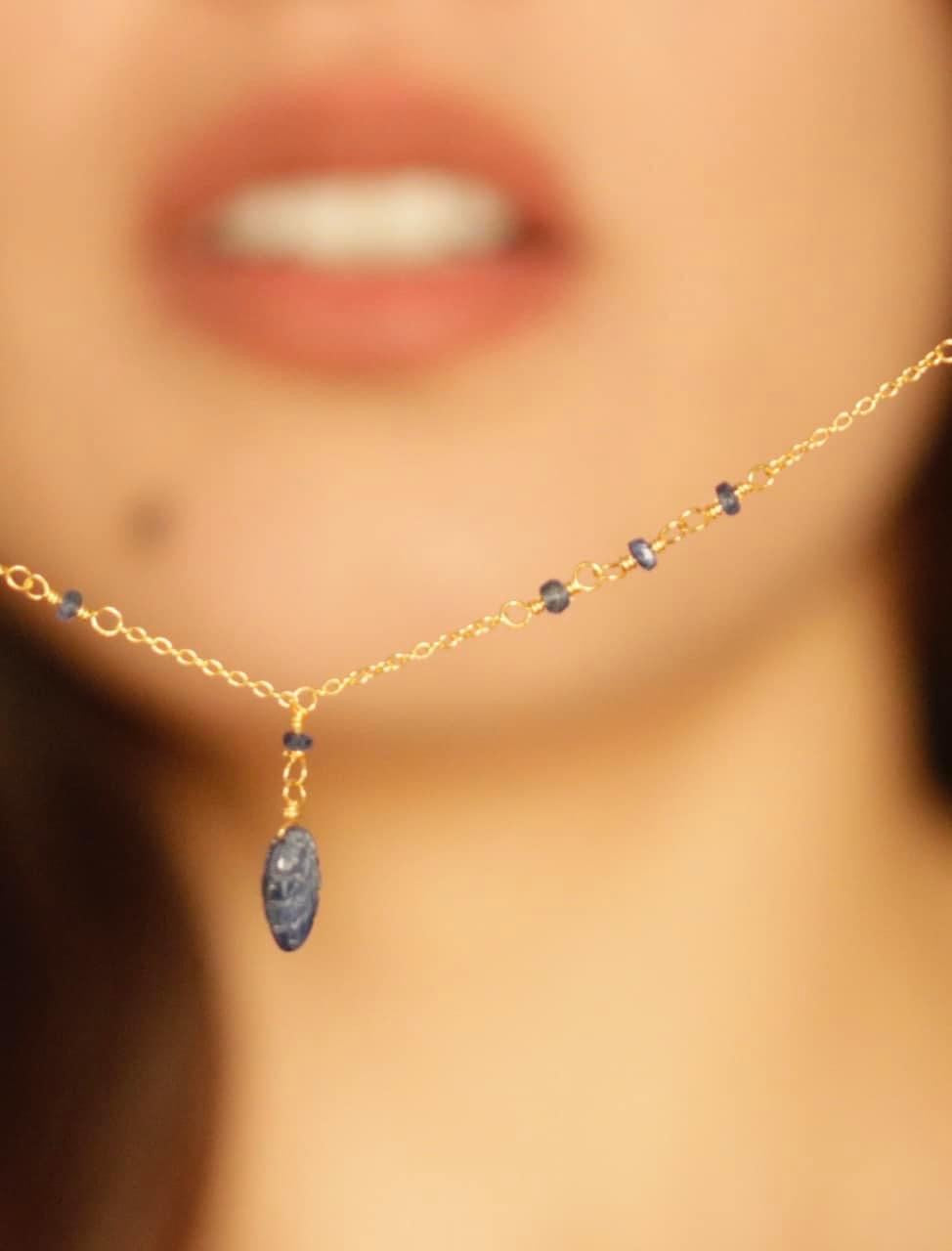 Dainty Sapphire Chain Necklace