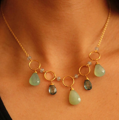 Blue Chalcedony Sparkler Necklace
