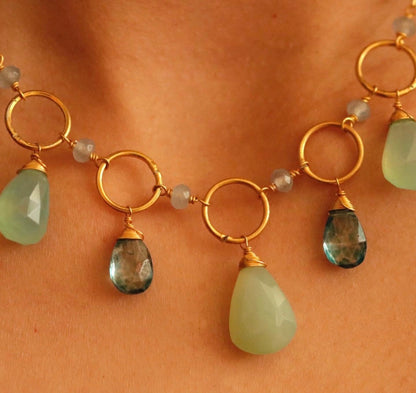 Blue Chalcedony Sparkler Necklace