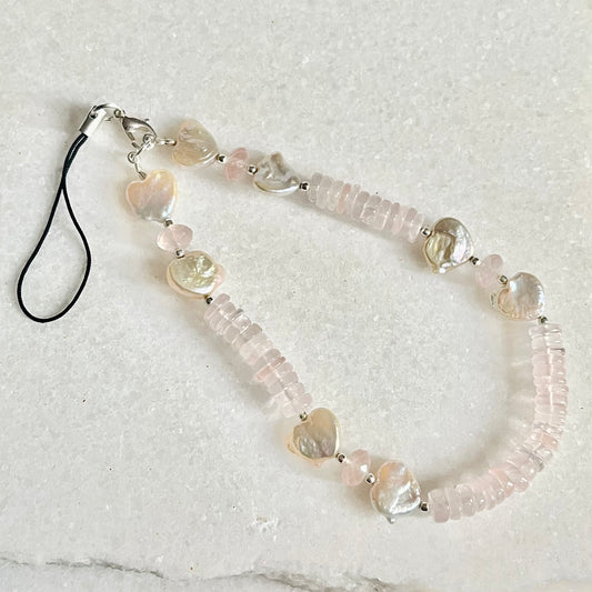 Rose Quartz Phone/Bag Charm/Wristlet