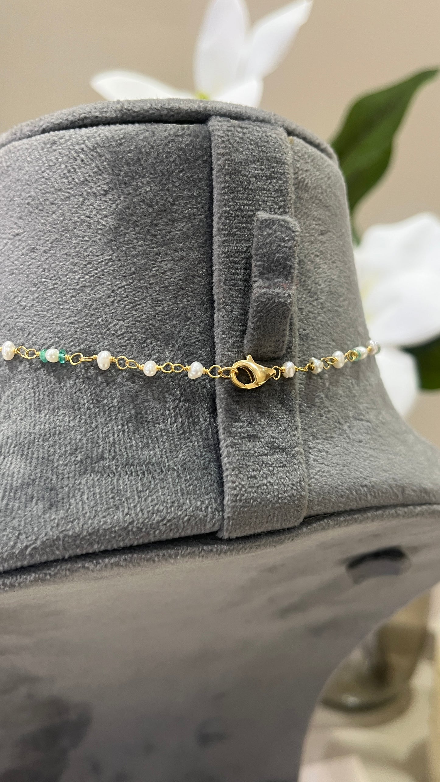 14k Gold Natural Zambian Emerald, Tanzanite, Pearl & Rose Cut Diamond Boho Victorian Beaded Tassel Necklace